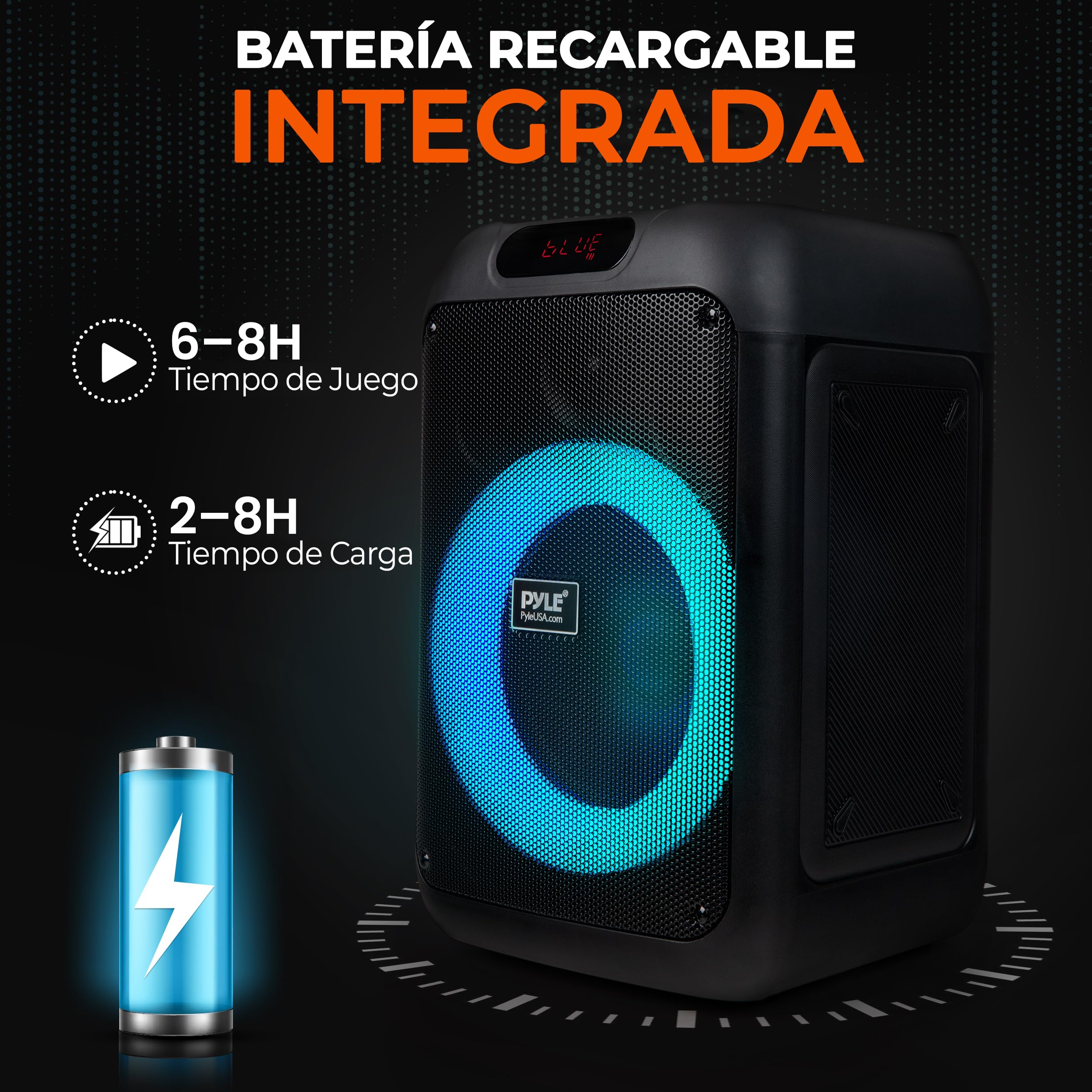 Pyle Altavoz de Fiesta Bluetooth, Sistema True Wireless Stereo, Grande, Portatil