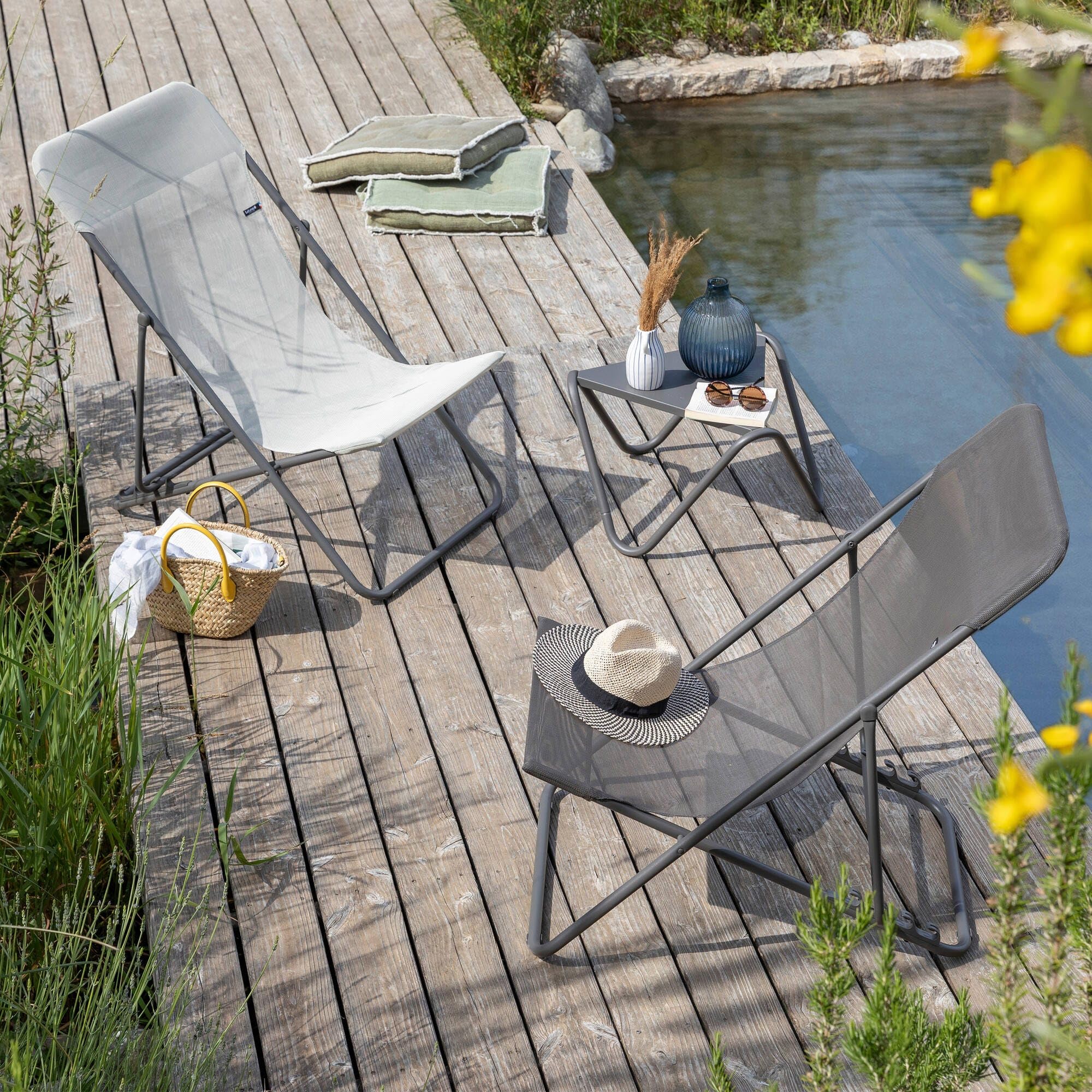 Lafuma - Lot de 2 Transats Jardin pliants Multi-Positions | Fabriqué en FRANCE - Garantie 5 ans - Marron - Largeur généreuse 58 cm, Résistant UV et pluie, séchage rapide