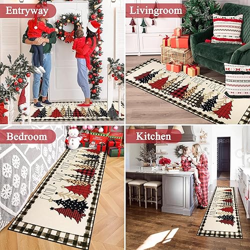 Miniatura 2 de Pauwer Alfombra decorativa de otoño de 2 x 6 pies, alfombra antideslizante para pasillo, alfombra de cocina lavable de granja, alfombra de pasillo