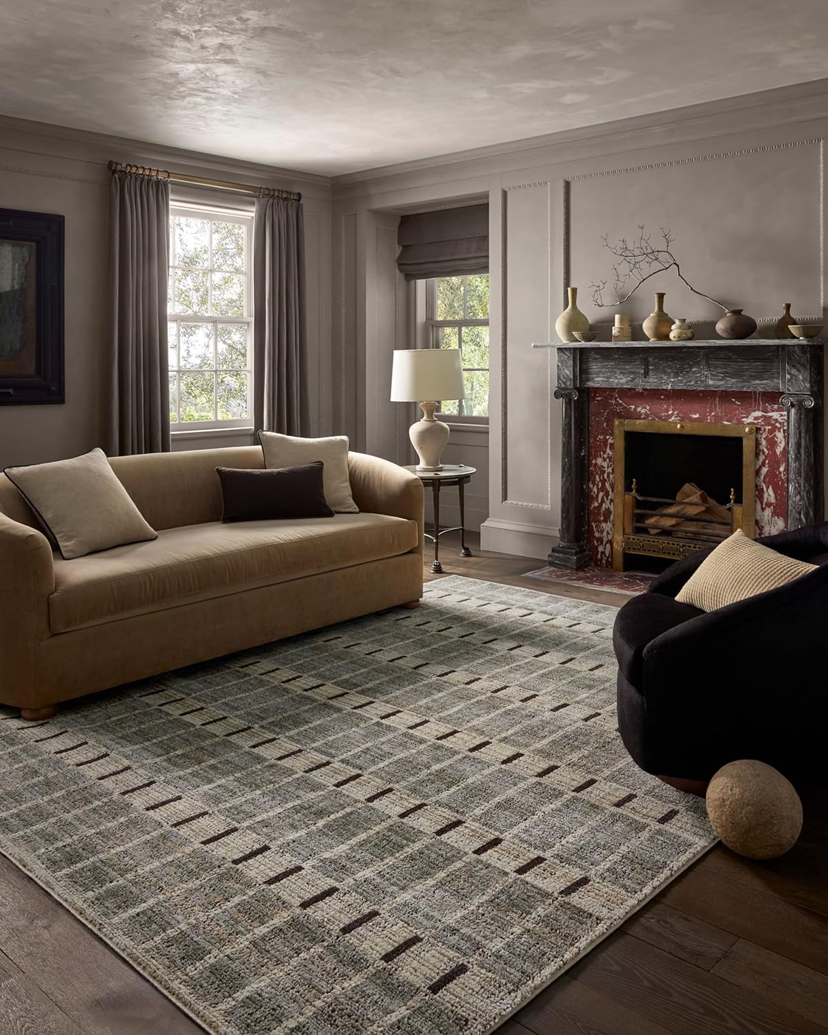 Loloi Jeremiah Brent Bleecker Collection BLE-04 Sage/Granite 6'-7" x 9'-3" Area Rug Sage / Granite 6'7" x 9'3" (Rectangular)