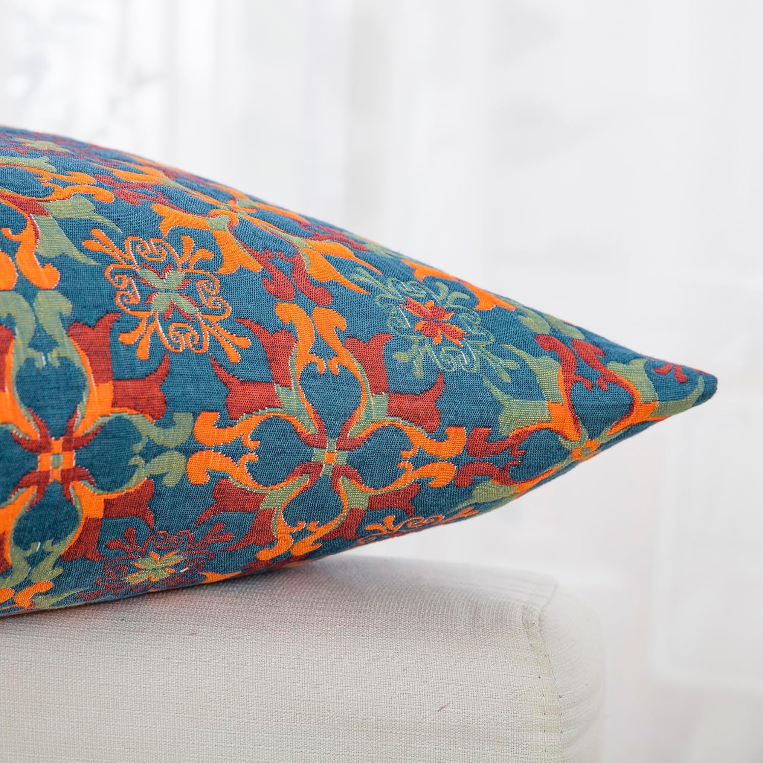 100% Cotton Jacquard Decorative Pillow Covers, 18x18 Inch Soft Boho Pillow Covers,Set of 2, for Living Room Sofa Bed Couch (Boho)