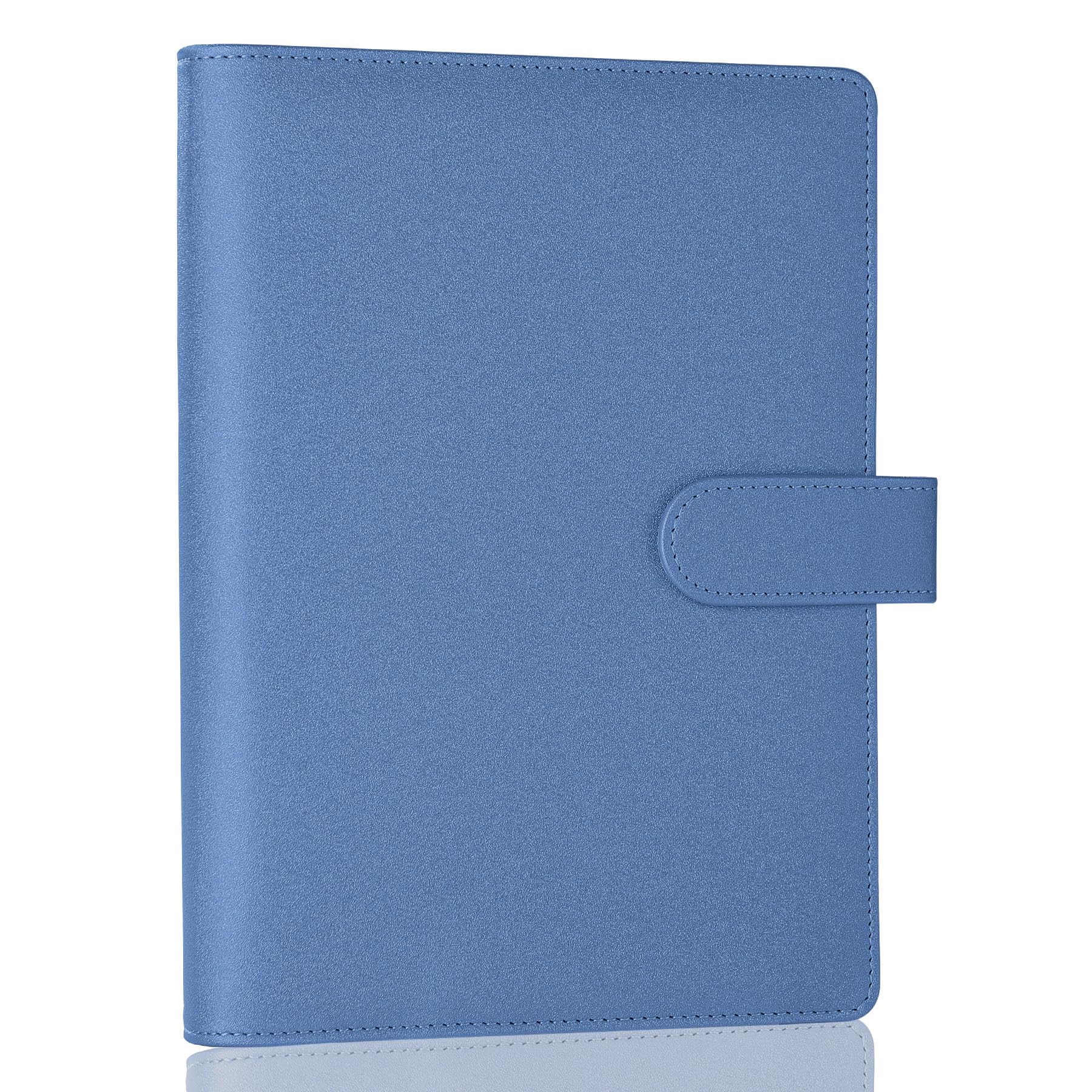 Antner A5 Binder 6 Ring Refillable Notebook Budget Planner Cover for Cash Organizer, PU Leather Loose Leaf Kpop Photocard Holder Small Binder for A5 Planner Inserts with Magnetic Buckle, Glitter Blue