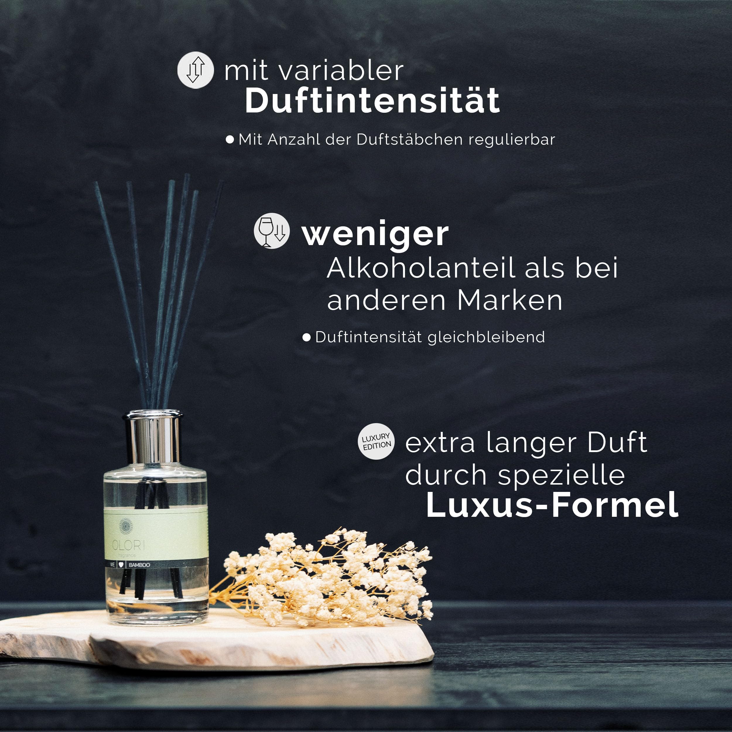 Luxus Raumduft "Bamboo" Nachfller inkl. 10 Rattan-Stbchen mit therischen  len - Extra langanhaltende Formel - Nachfllflasche im Set mit Duftstbchen  (500ml, Duft: blumig, zitrus, frisch) : Amazon.de: Drogerie & Krperpflege