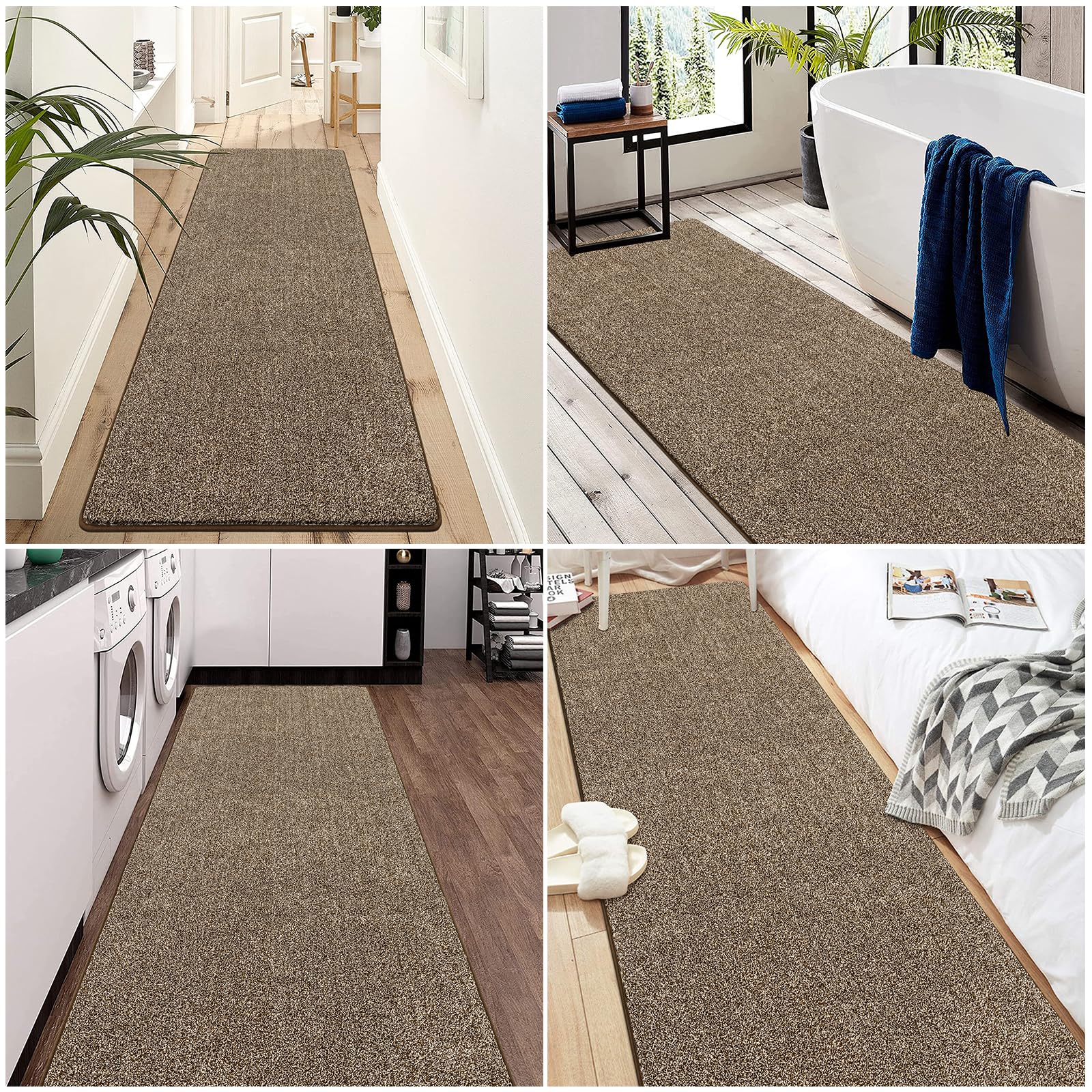 Enyhom Alfombra Pasillo Larga 80 x 300 cm, Moderna Absorbente Alfombra Cocina Lavable Esponjosas Tapete Cocina Entrada, Alfombra Antideslizante para Pasillos, Entrada, Dormitorio, Lavandería