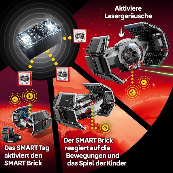 LEGO Star Wars 75421 SMART Play: Darth Vaders TIE Fighter - Interaktives All-in-1 Spielset mit SMART Brick, Tag, Minifigur & Ladegerät - Geschenk für Jungen, Mädchen ab 8 Jahren und Erwachsene Fans - 4