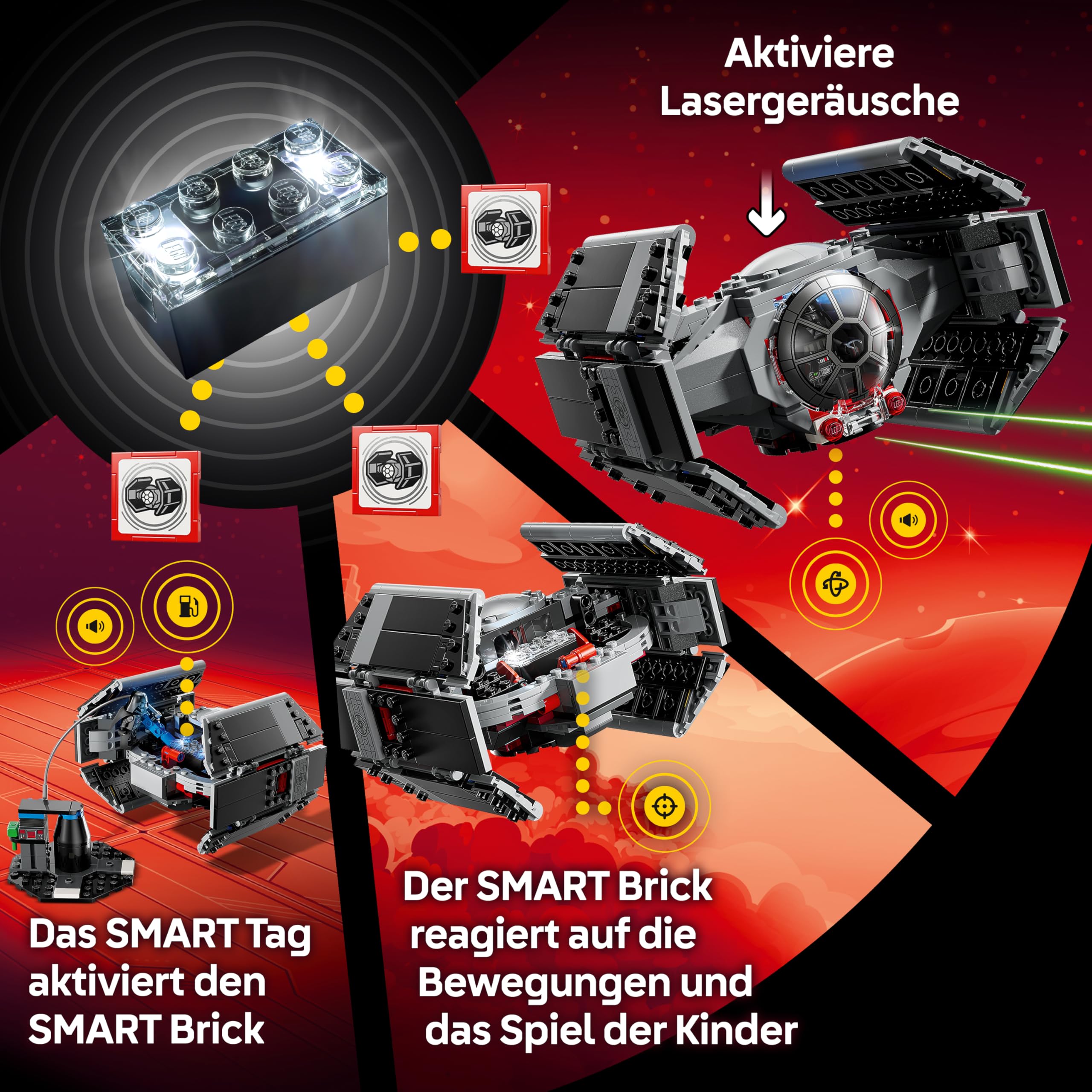LEGO Star Wars 75421 SMART Play: Darth Vaders TIE Fighter - Interaktives All-in-1 Spielset mit SMART Brick, Tag, Minifigur & Ladegerät - Geschenk für Jungen, Mädchen ab 8 Jahren und Erwachsene Fans