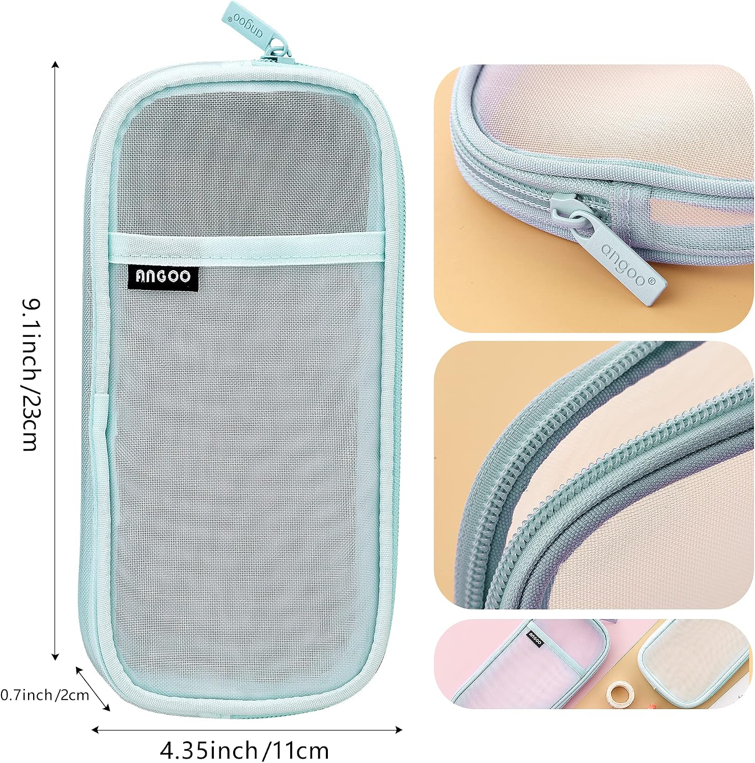 Clear Pencil Case for Exams Large Transparent Mesh Exam Pencil Case with Compartments for Girls Boys Big Pencil Pen Pouch Bag Stationery Storage Organizer for School Office College Students Green - Image 5