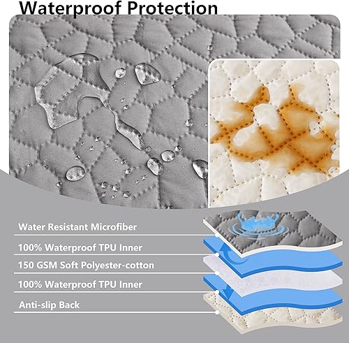 Miniatura 2 de Manta impermeable para perro, lavable antideslizante para sofá, mantas resistentes al pelo de mascotas, para cama, silla, muebles, protector para