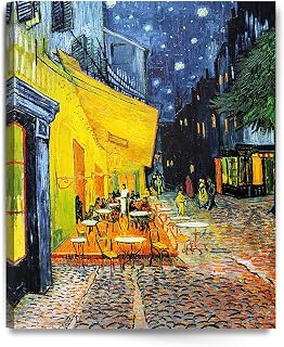 DECORARTS - Cafe Terrace At Night, Vincent Van Gogh Reproductions. Giclee Canvas Print Wall Art for Home Wall Decor. 24x30x1-1/2 in