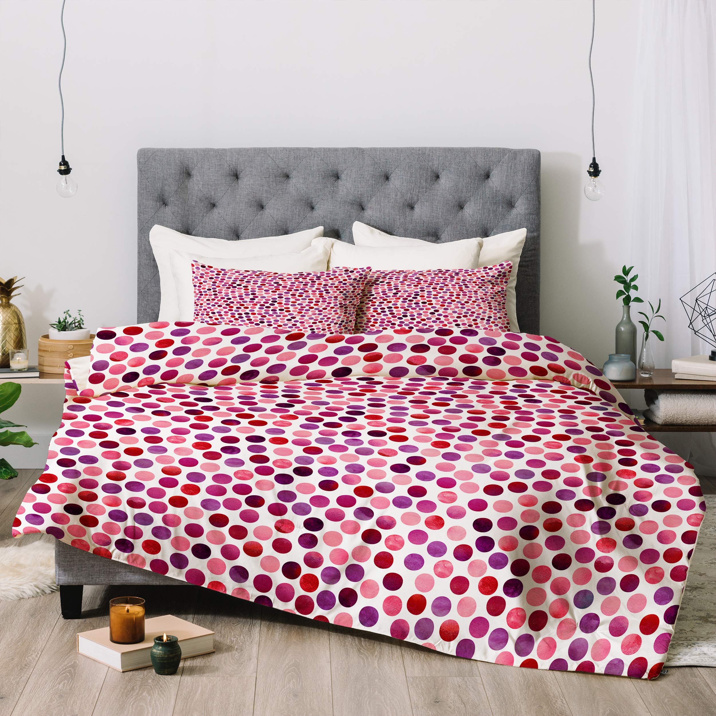 Deny Designs Garima Dhawan Watercolor Dots Berry Comforter Set with Pillow Shams, Twin, Multi