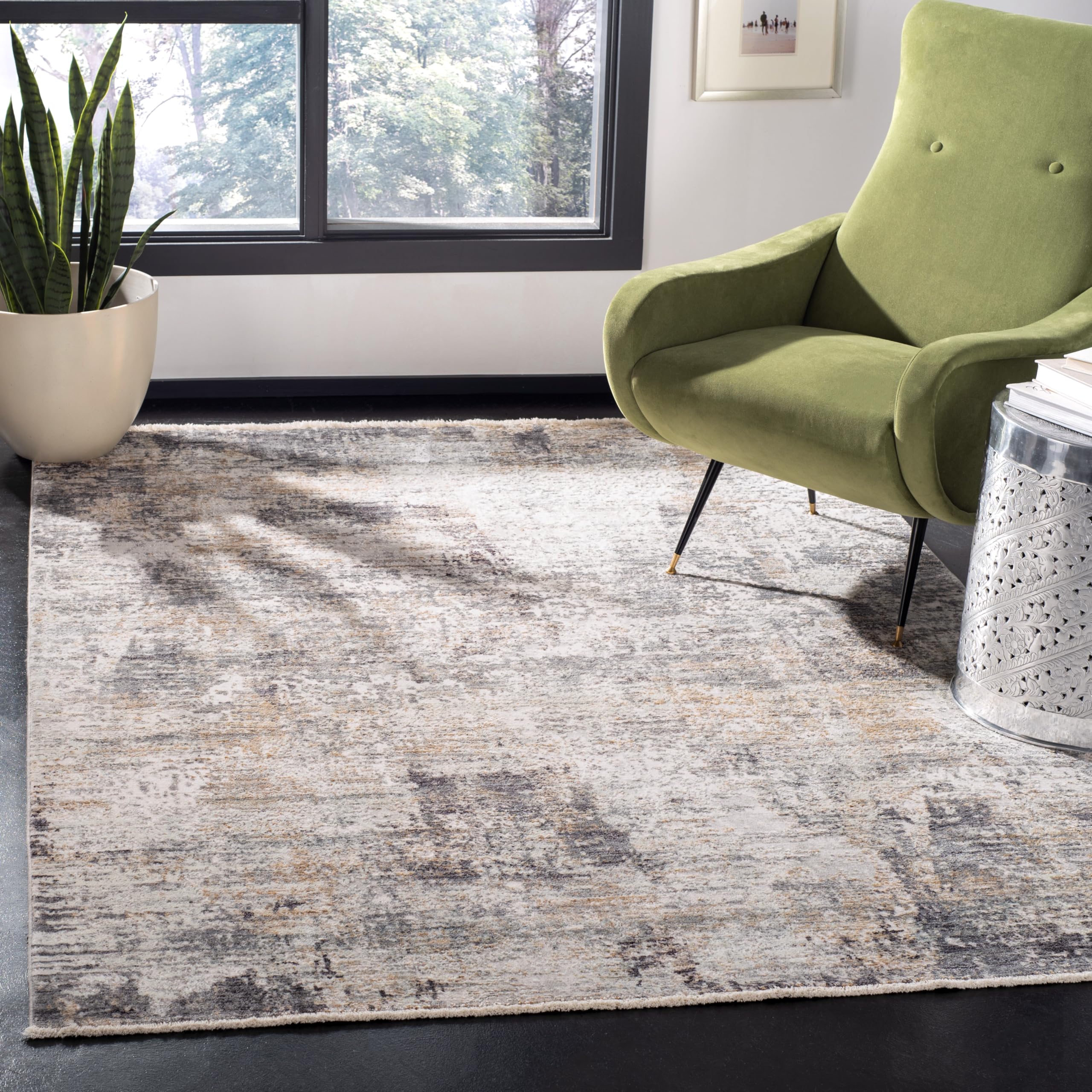 Safavieh Dream Collection Contemporary Rug for Living Room Dining Room Bedroom Short Pile Grey and Green 3ft x 5ft