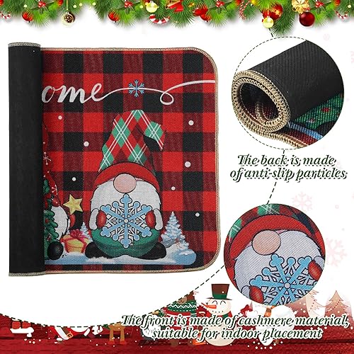 Miniatura 5 de Mudder Christmas Mats Gnome Christmas Welcome Floor Doormat Christmas Door Outdoor Gnome Decor Non Slip and Washable Winter Rubber Santa Snowflakes