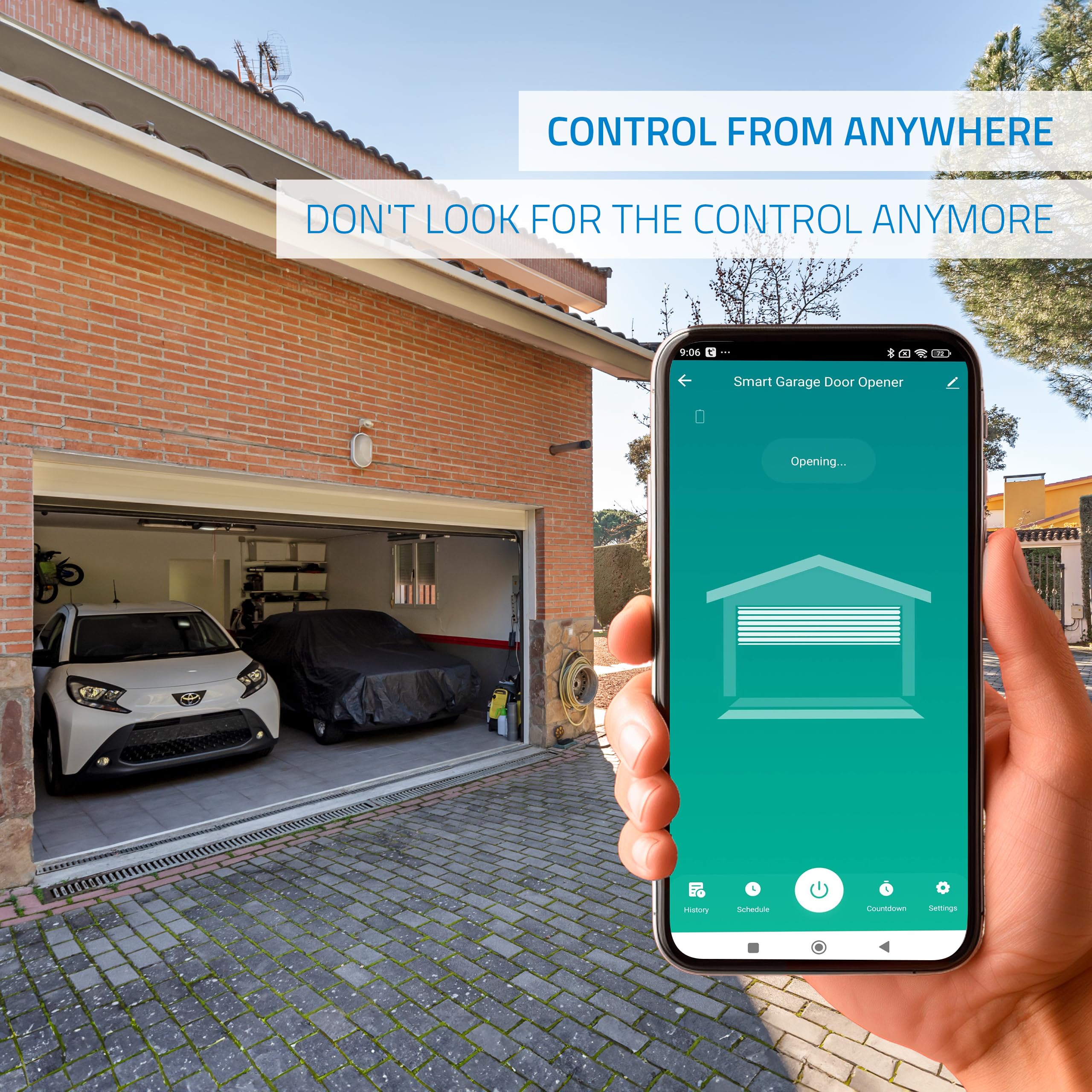 NIVIAN Contrôleur WiFi pour moteur de porte de garage Contrôle à distance par App Tuya/SmartLife Programmation Horaire, Minuterie et Scènes Intelligentes Compatible avec Alexa et Google