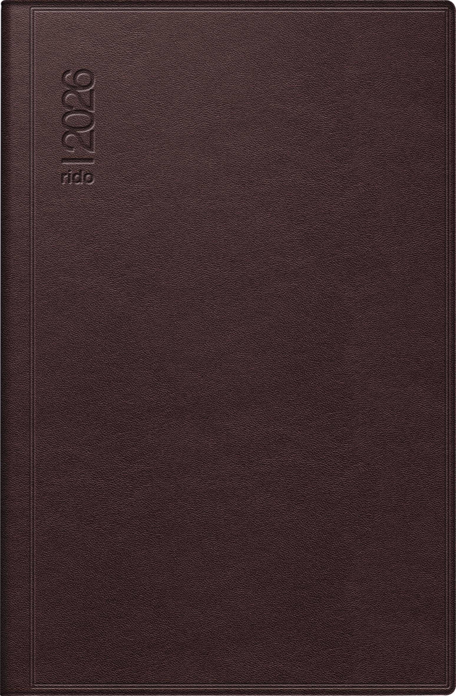 rido/idé Taschenkalender Mod. partner/Industrie I '26 | A7, Leder, dunkelrot