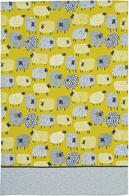 Ulster Weavers Dotty Sheep Tea Towel - 100% Cotton - With Cute Animal Hand Drawn Design, Yellow - Kitchen and Cooking Gifts for Bakers & Chefs - Homeware & Kitchenware Range