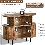 Large Record Player Stand with Storage and Shelves, Mid Century Modern Record Player Cabinet with Doors, Vinyl Record Player Table Holds 150+ Records for Living Room Bedroom, (Brown)