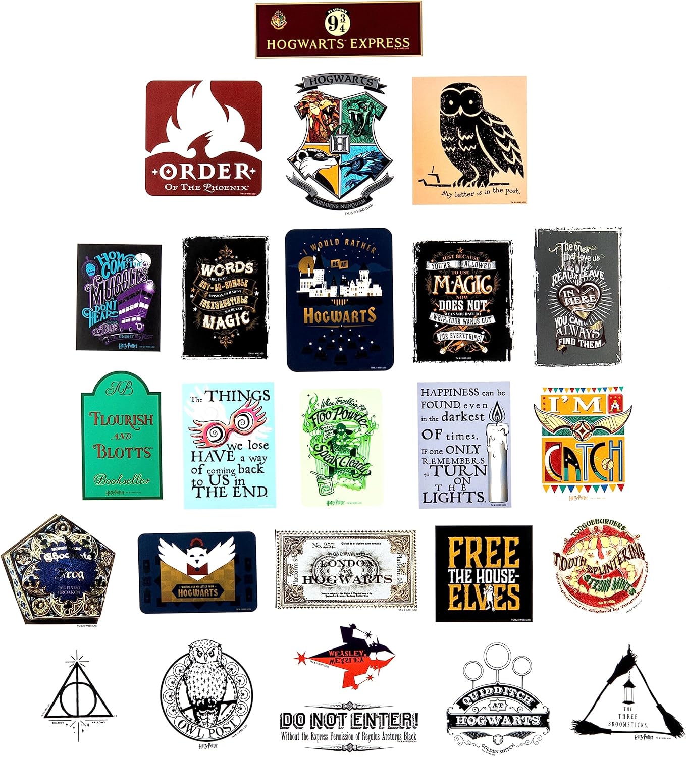 Conquest Journals Harry Potter Wizarding World Vinyl Stickers, Set of 60 Unique Stickers Including 5 Holograms, Waterproof and UV Resistant, Great for All Your Gadgets, Potterfy All The Things