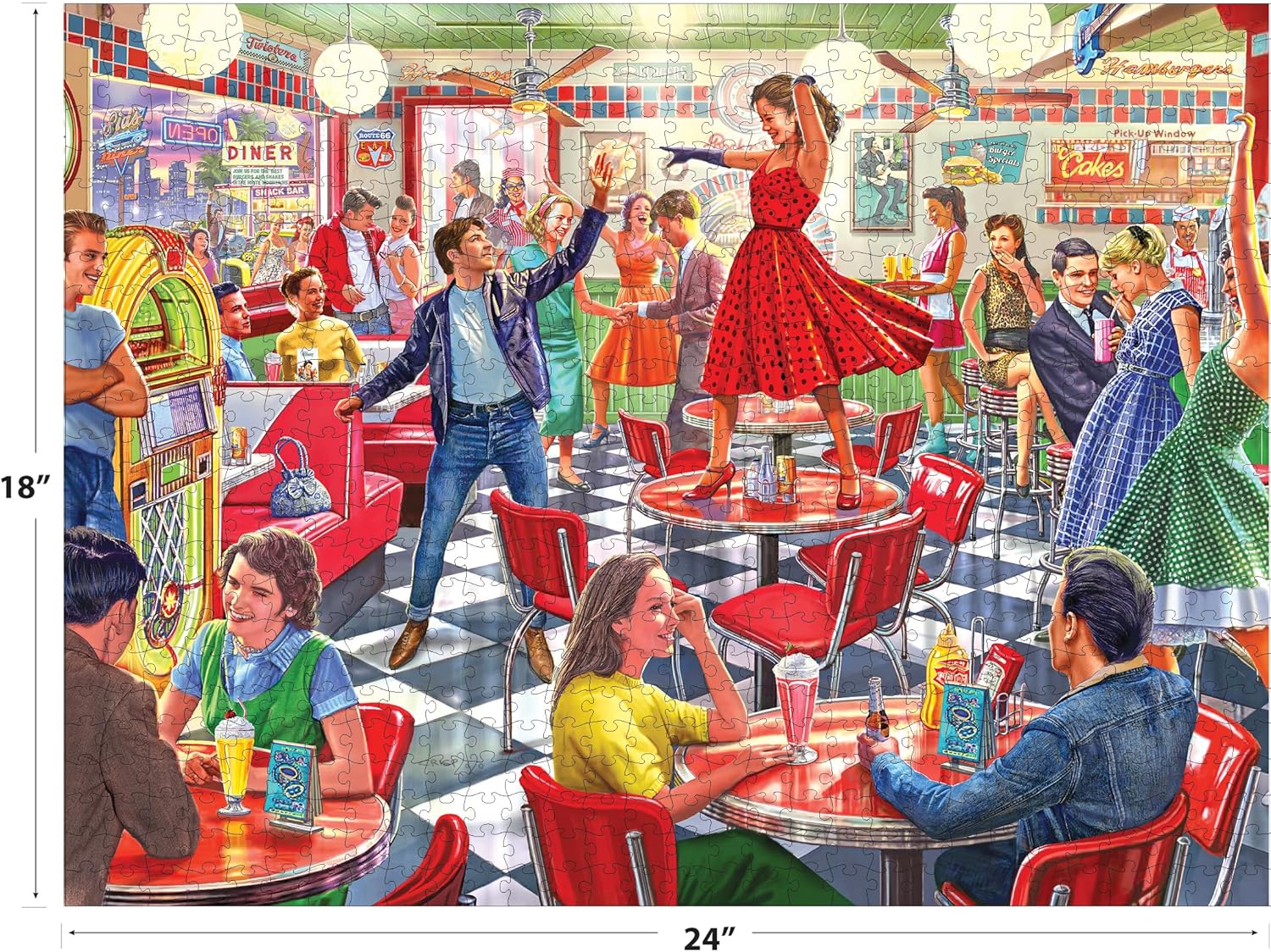 RoseArt - Back to The Past - Dancing at The Diner - 750 Piece Jigsaw Puzzle for Adults