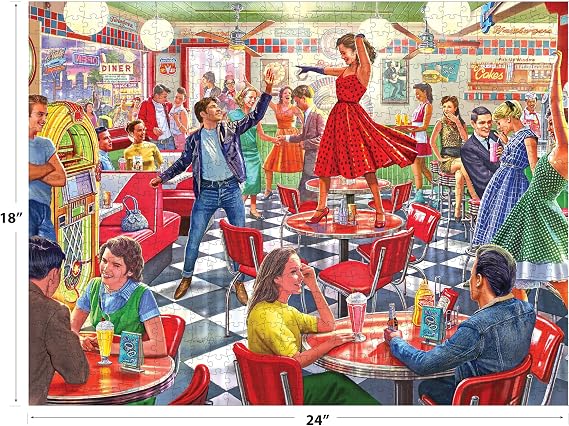 RoseArt - Back to The Past - Dancing at The Diner - 750 Piece Jigsaw Puzzle for Adults