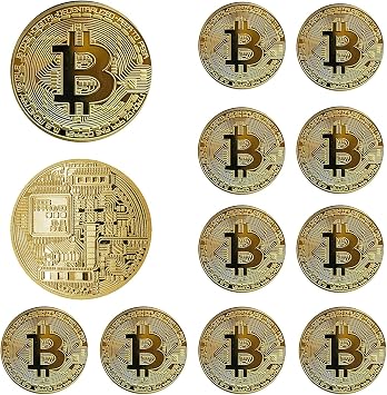 12Pcs Bitcoin Coin - Gold Physical Bitcoin Commemorative Tokens with Protective Case, Blockchain Cryptocurrency Collectibles for Home and Office DecorationGold