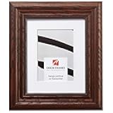 Colonial Ornate, 11 x 14 Inch Walnut Brown Picture Frame Matted to Display an 8 x 10 Inch Photo