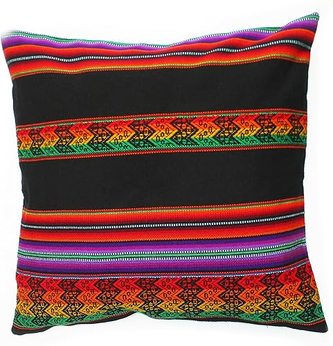 Funda de cojín decorativa de tela Inka para sofá, 18 x 18 pulgadas, diseño peruano (morado Jauja)