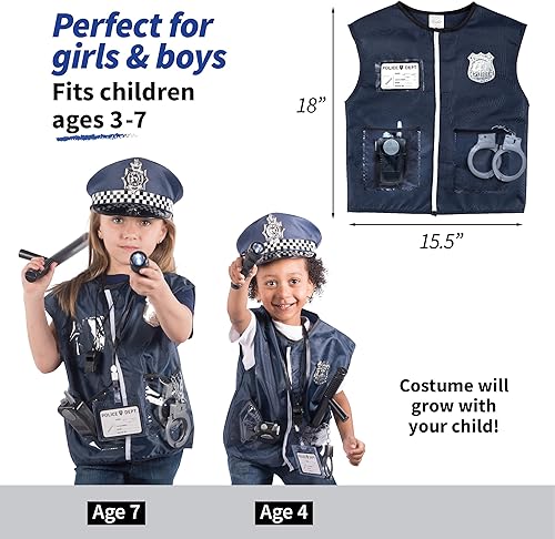 Miniatura 2 de 12 piezas de juego de disfraz de policía para niños con juguete de juego de rol con bolsa incluida