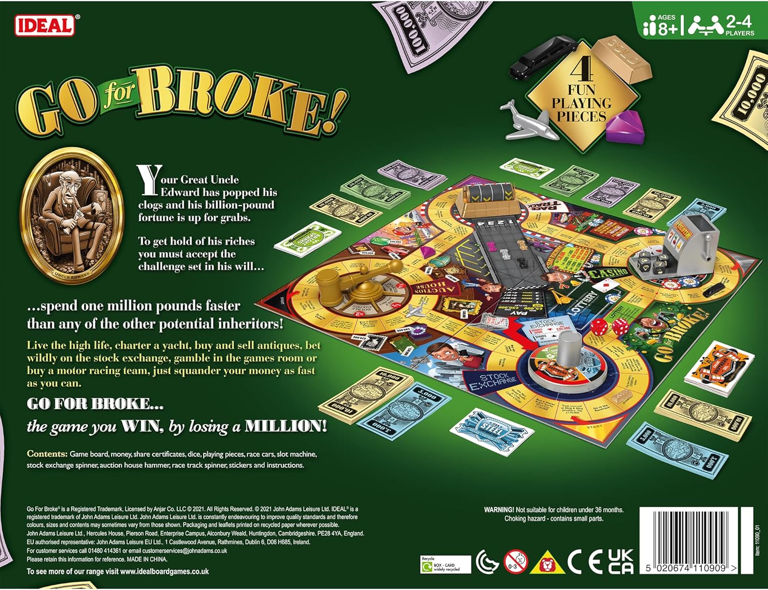 Ideal | Go for Broke: The Game You Win by Losing a Million!| Classic Games | for 2-4 Players | Ages 8+