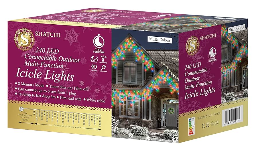 SHATCHI 1200LEDs Waterfall Icicle Christmas Lights 25m - Multifunction 8 Light Modes, Timer Clear Cable Indoor/Outdoor Low Voltage Connectable