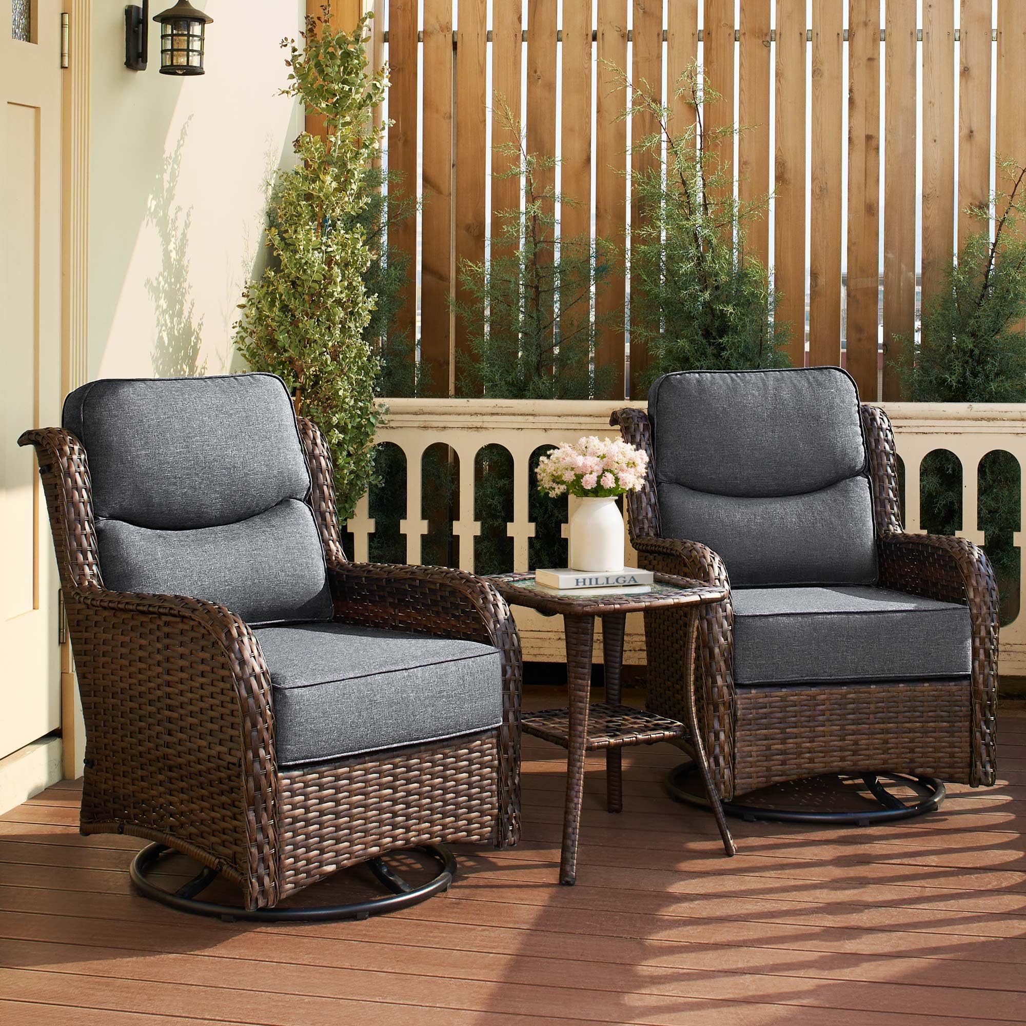 HILLGA Luxury Outdoor Patio Furniture Set with 6-Inch Thick Cushions