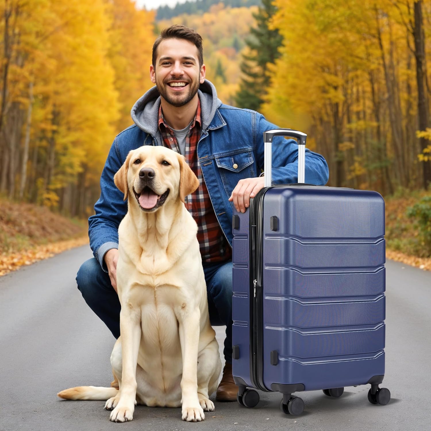 HealSmart Hardside Carry-On Luggage, Expandable Portable Hardshell Luggage with Spinner Wheels, Lightweight Suitcase TSA Lock, 28 Inch, Blue