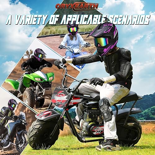 Miniatura 4 de Oryxearth Casco de Dirt Bike con certificado DOT, casco de motocicleta todoterreno para adultos con gafas, guantes y máscara con tamaño ML (rojo,