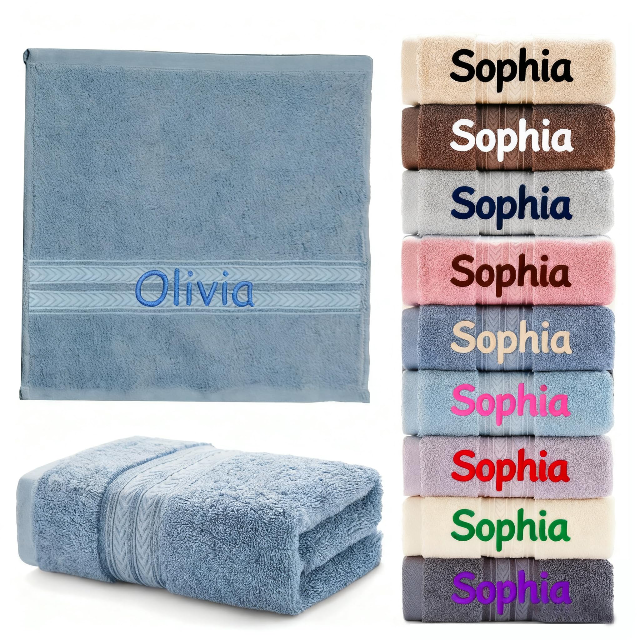 SWETHT Personalised Embroidered Towel with Custom Name - Luxury Soft Face Cloth| Bath Sheet for Baby, Kids & Adults | Unique Wedding, Birthday Gift Idea 100% Cotton