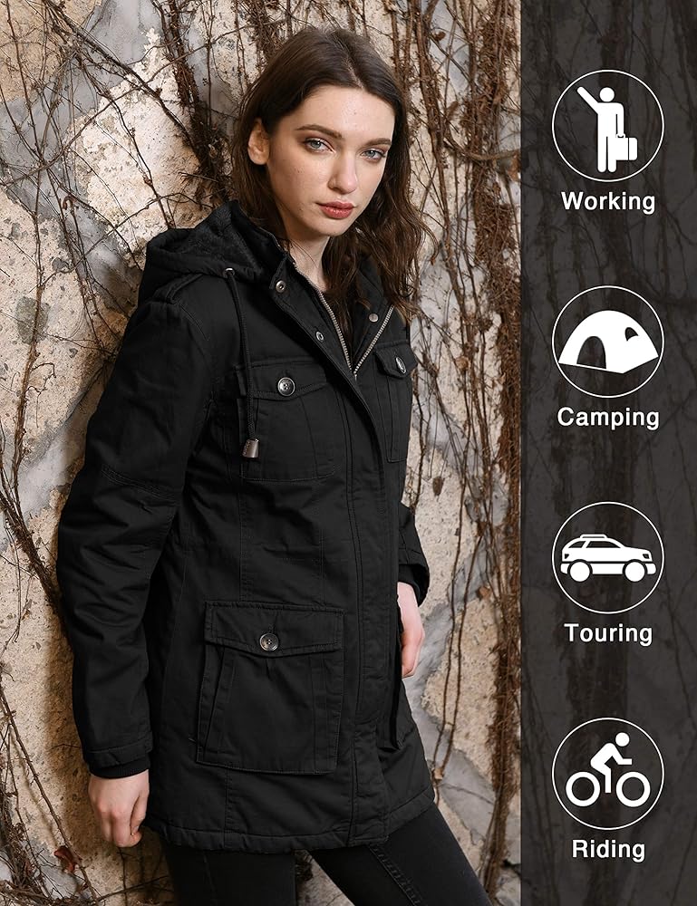 Ladies black parka jacket Clearance