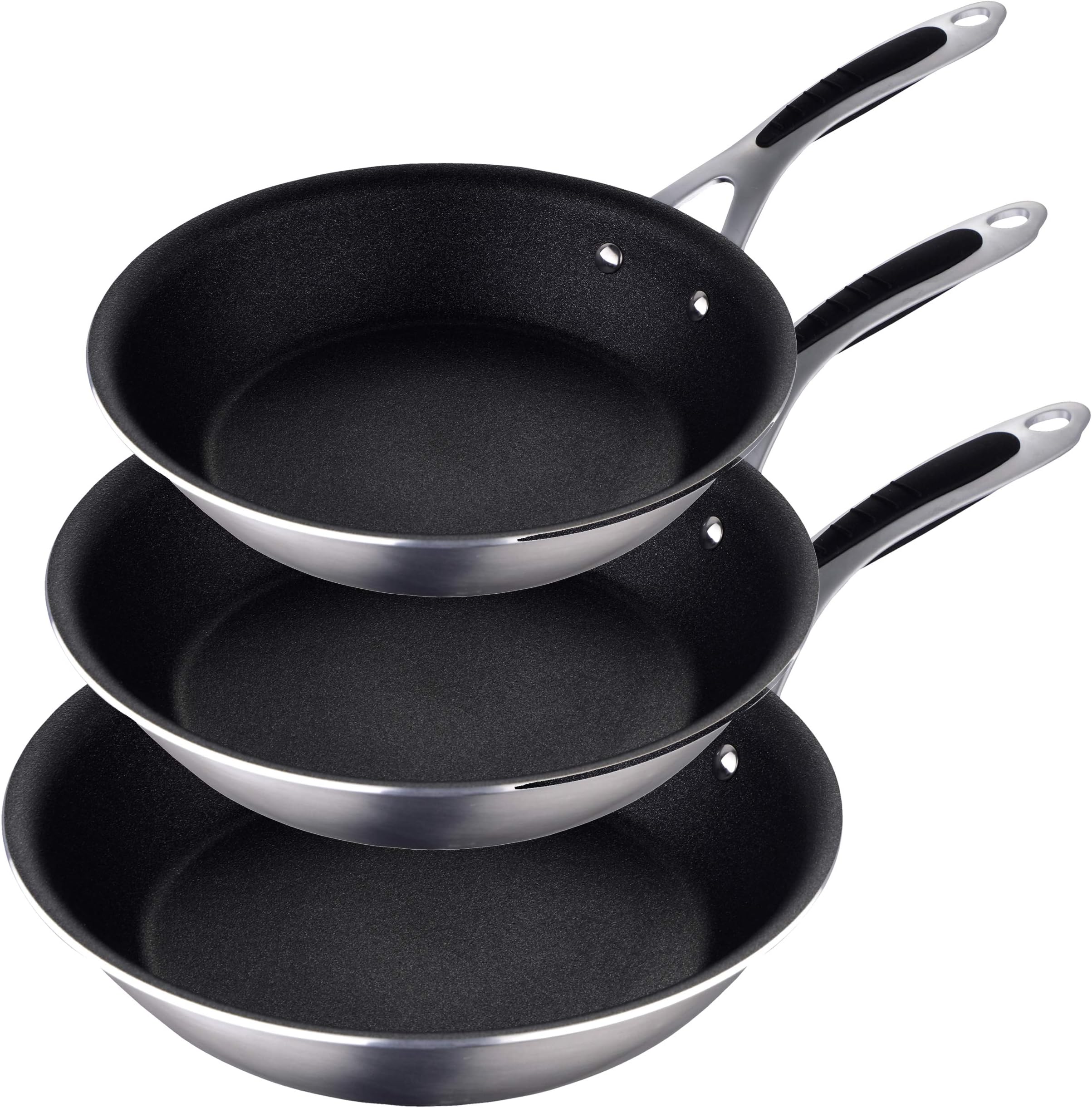 Masterpro PK1276 Gravity Frying Pan Set 20/24/28 cm Pressed Aluminium, Induction