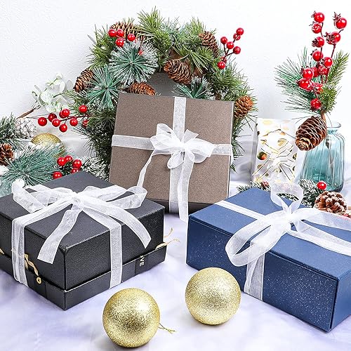 Vista 34 de Outus Outus - Cinta de organza transparente brillante para envolver regalos, cinta de gasa transparente, cinta de tul de malla (blanco, 1.6 pulgadas)