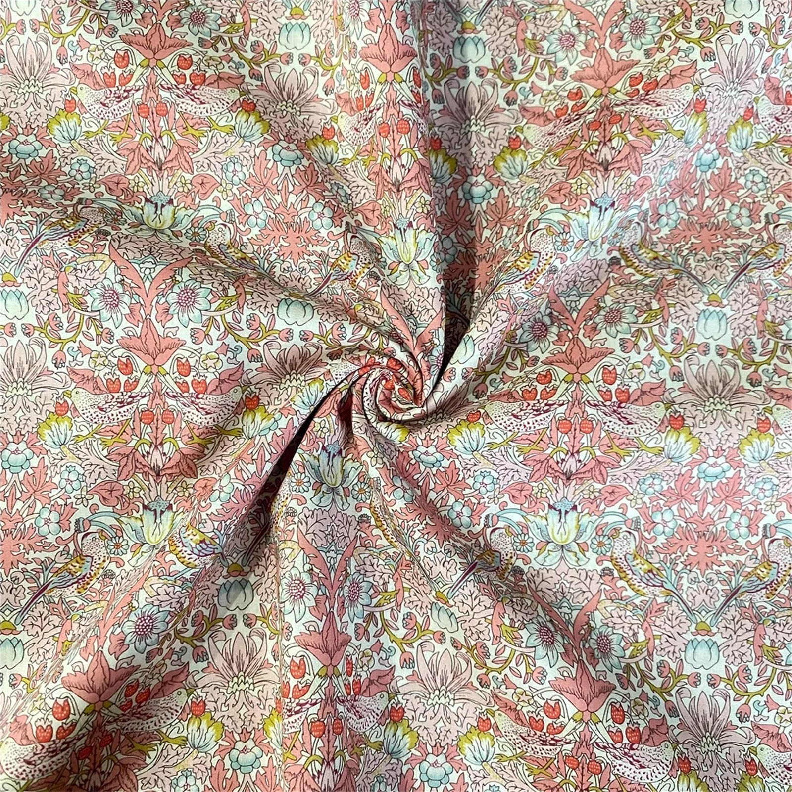 Baumwollstoff Baumwolle 80S Erdbeere Popeline Stoff Digitaldruck Diy Handgemachte Kleider Hemd Tuch für Handarbeiten(100CM X 145CM)