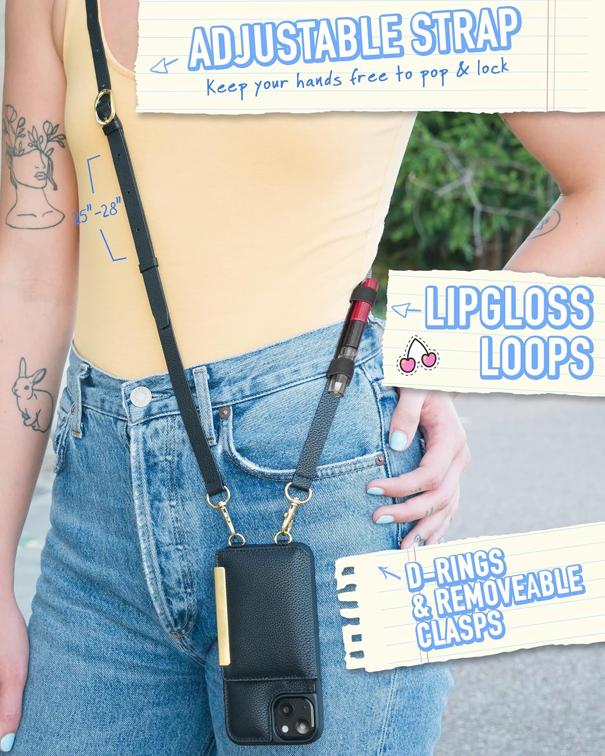 Smartish iPhone 13 Crossbody Wallet Case for Women - Dancing Queen [Purse/Clutch with Detachable Strap & Wristlet] Protective Cover with Credit Card Holder - Stiletto Black-Gold - Image 3