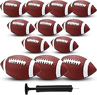 Jerify 12 Pack Composite Leather Footballs with Pump - Official Size Inflatable Balls for Kids Training, Outdoor Play & Donations