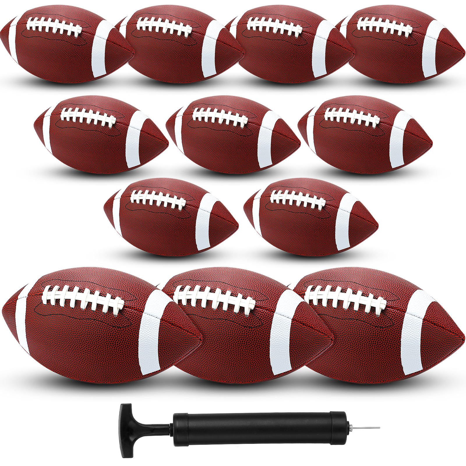 Jerify 12 Pcs Composite Leather Footballs Official Composite Ball Inflatable Football with Pump Indoor Outdoor Football Bulk for Training and