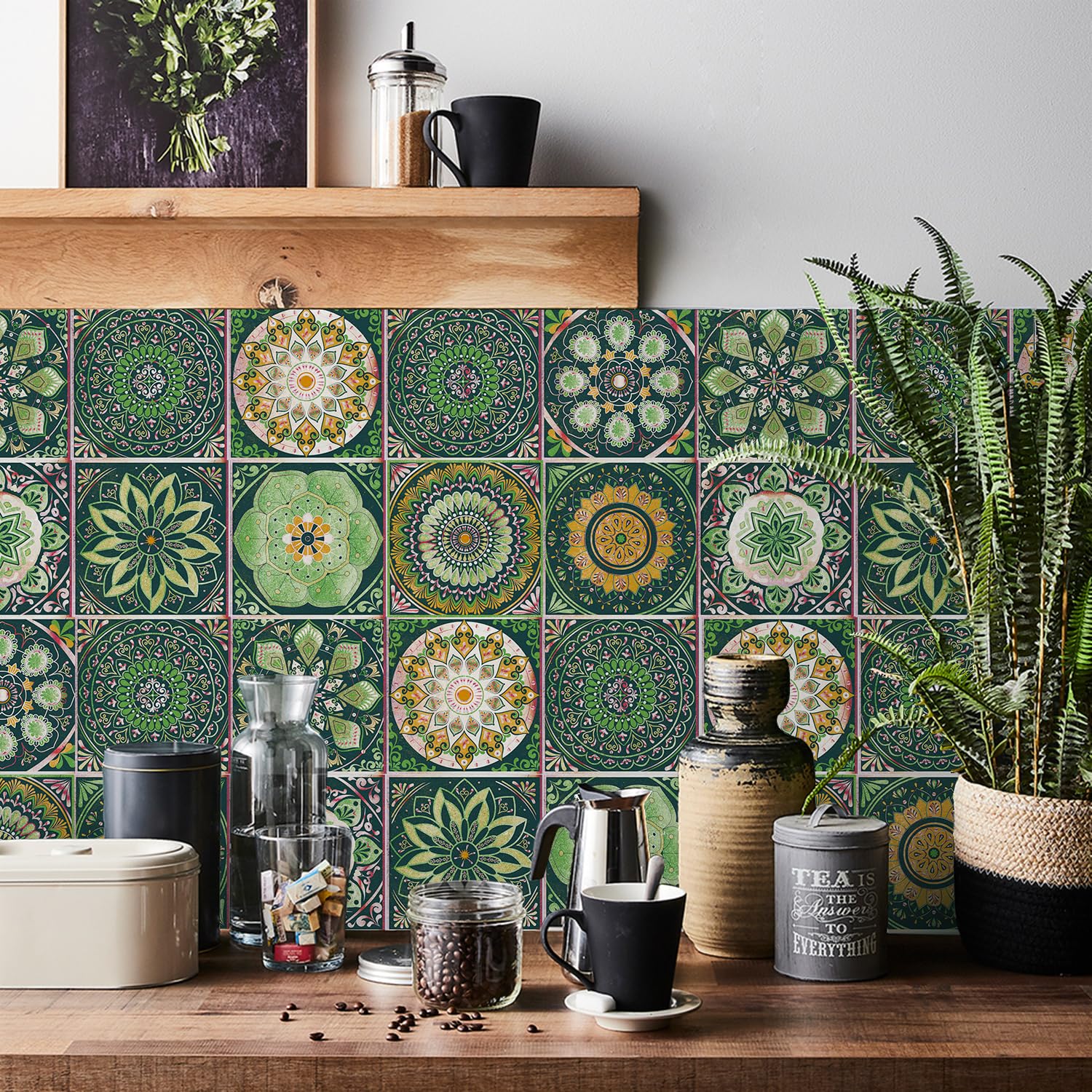 HORIWE Tile Stickers Vintage Moroccan Adhesive Tile Art Home Decor 24pcs