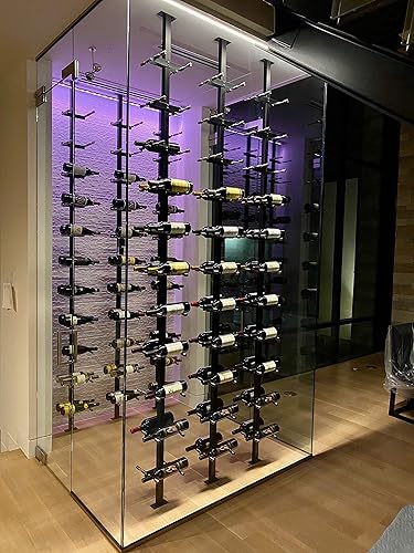 Miniatura 3 de Kit de postes de vino: kit de estante flotante de corcho de una cara (negro brillante, 20 botellas)