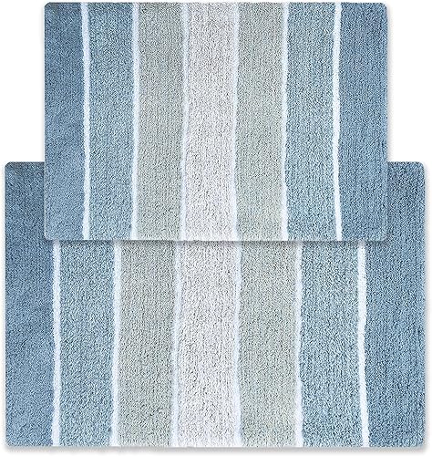 Alfombra de baño Chardin Home, 100 % algodón, 2 piezas (21 x 34 pulgadas y 17 x 24 pulgada)