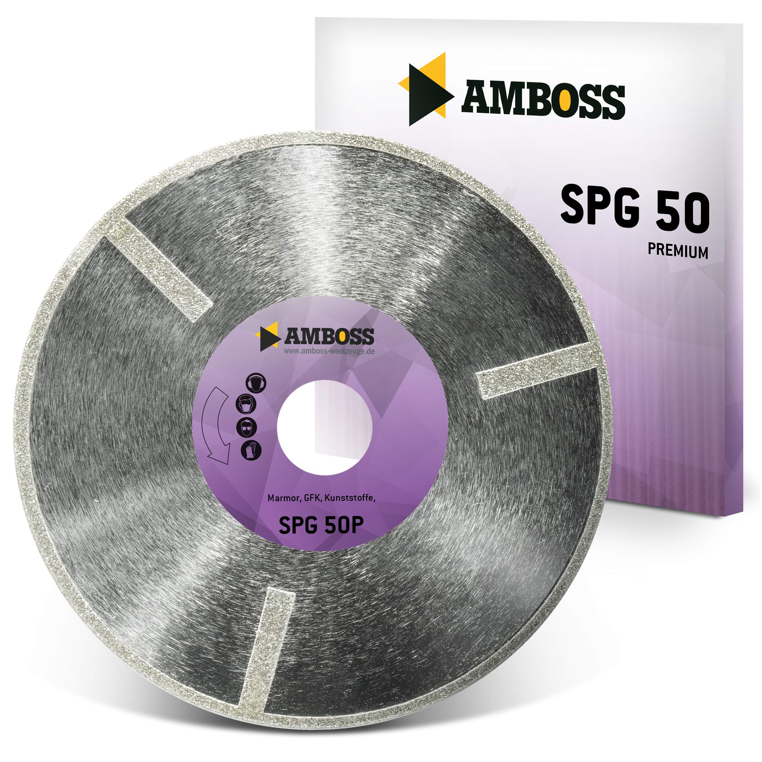 Amboss SPG 50P - Disco de corte de diamante (diámetro de 230 mm x 22,2 mm, especial para mármol/GFK/plásticos, altura de segmento: 5 mm, galvanizado)