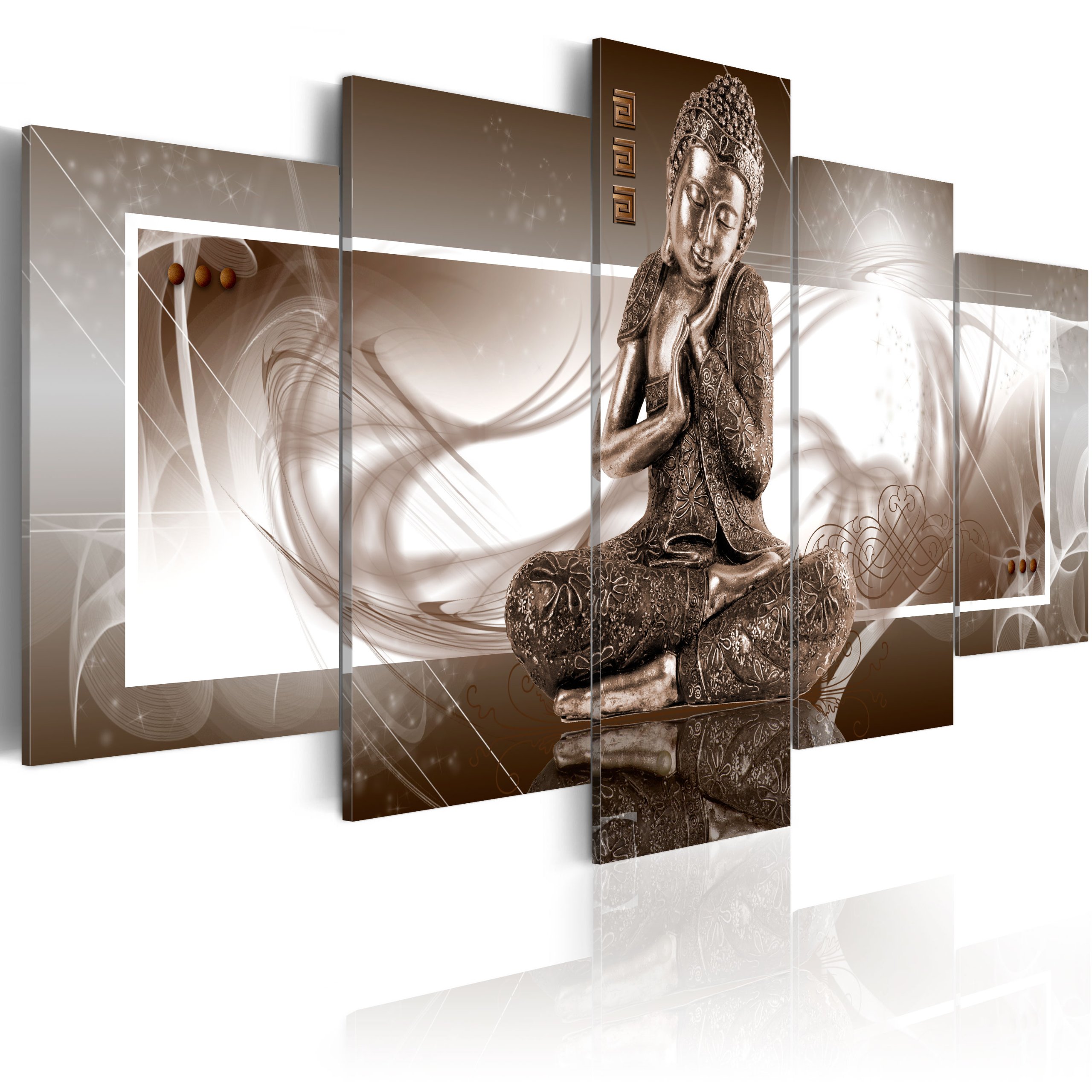 Cuadros B&D XXL - Cuadro en Lienzo Buda Zen Spa 200x100 cm 5 piezas - Impresión en material tejido no tejido cuadros decoracion salon modernos lienzos - Buddha Paisaje Cascada 020113-266