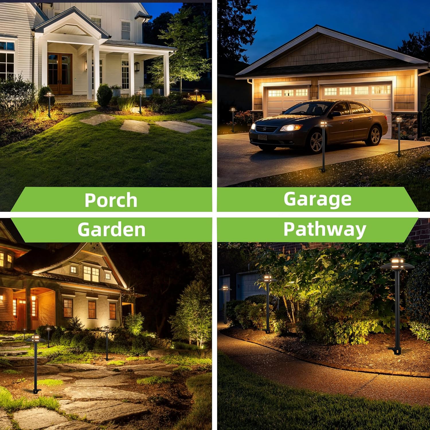 Low Voltage Landscape Pathway Lights, 3CCT Adjustable (2700K/3000K/4000K) 12V-15V LED Landscape Lighting, Oil Rubbed Bronze Aluminum Housing, Waterproof Outdoor Path Lights for Yard, Garden, 6 Pack