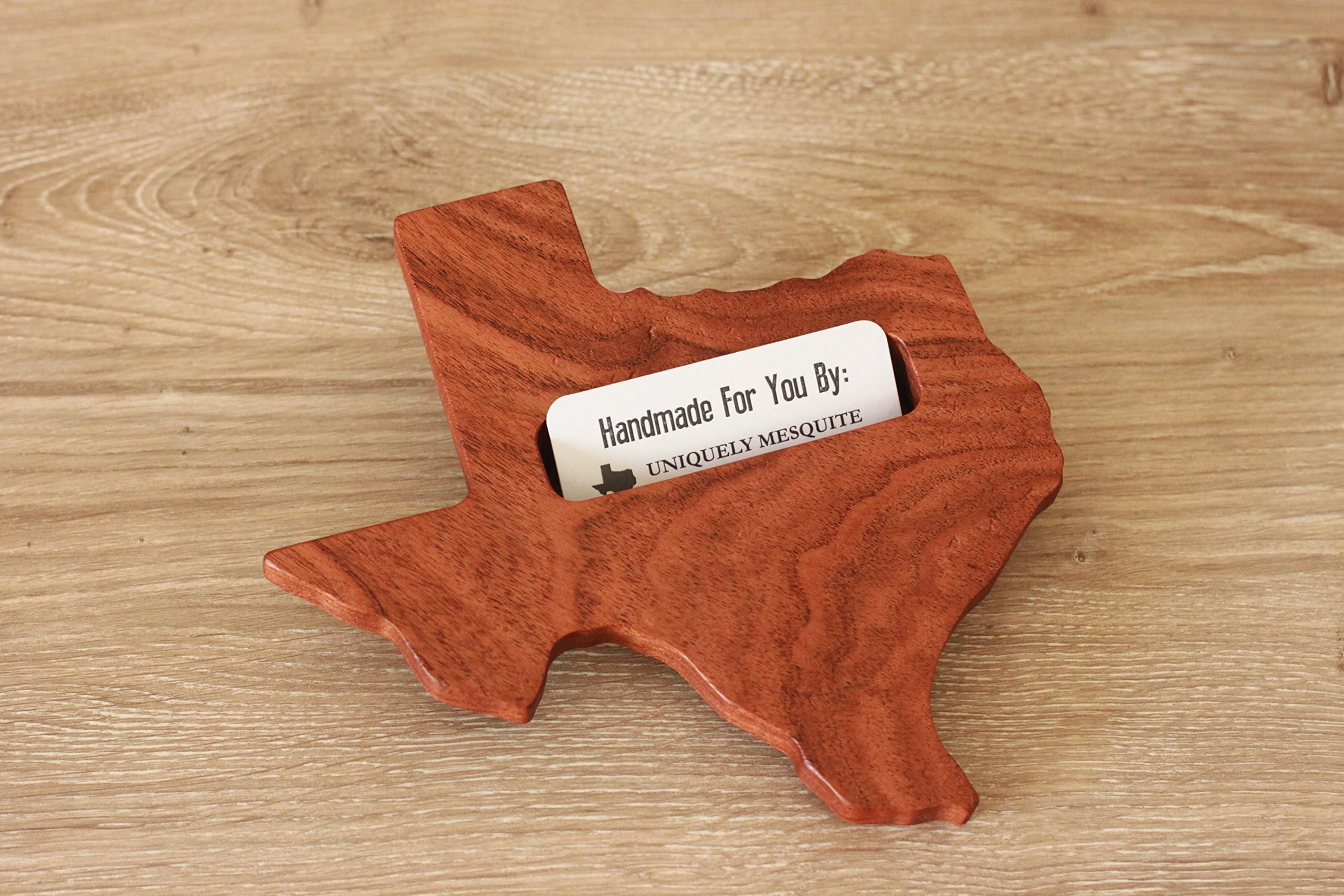 Texas Business Card Holder Mesquite Wood Desktop Business Card Holder Personalized Custom Engraved Business Logo