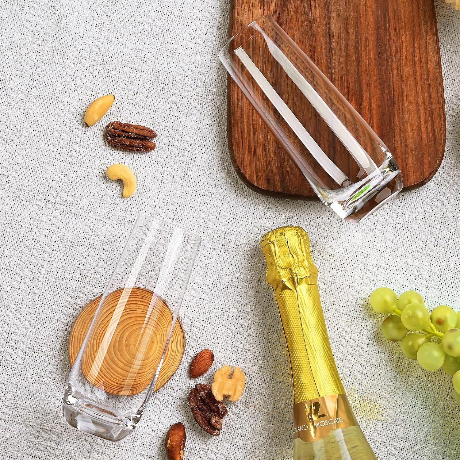 Champagne Glasses, Stemless Champagne Flutes Set of 4, 8OZ Champagne Flutes