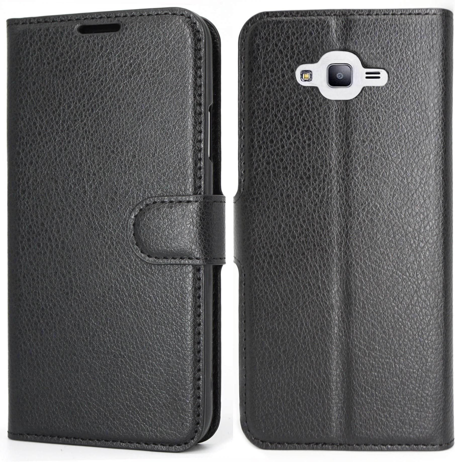Galaxy J7 Neo/J700/Core/Nxt Case Wallet Black, Samsung Galaxy J7 2015 Leather Case, Slim PU Leather Flip Cover with Card Holder Kickstand Magnetic Closure Phone Protective Case for Men