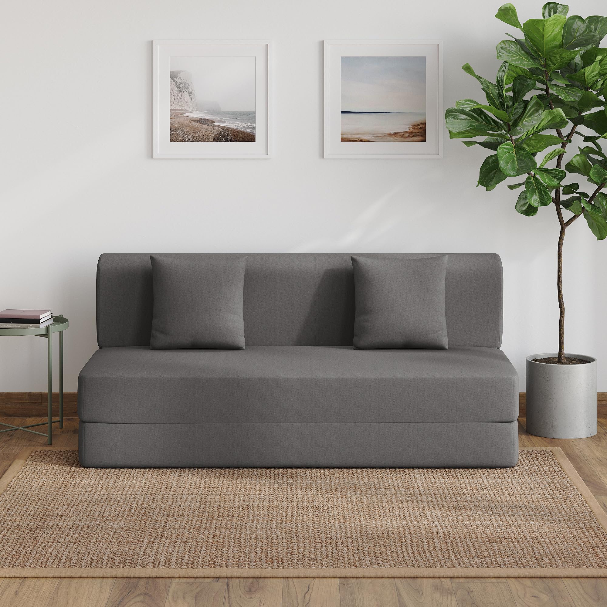 Wakefit Flipper 3 Seater Sofa Cum Bed | Three Seater (6'x5') Feet |Comfortable Foldable Sofa Bed | Premium Foam | Removable Washable Cover | Space Saving | Lightweight | 2 Cushions |Grey